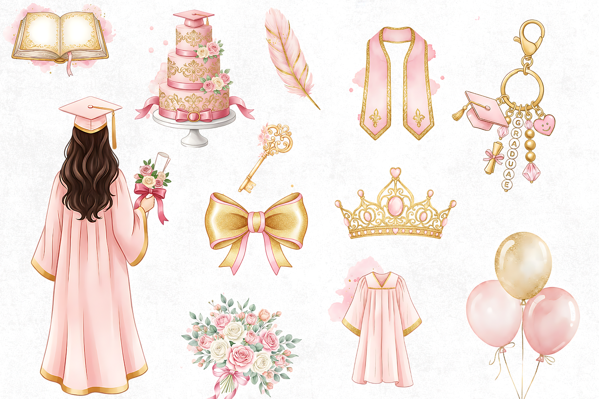 Watercolor Graduation Clipart Bundle, an Illustration by Elegant_Studio44 (Photo 3 of 4)