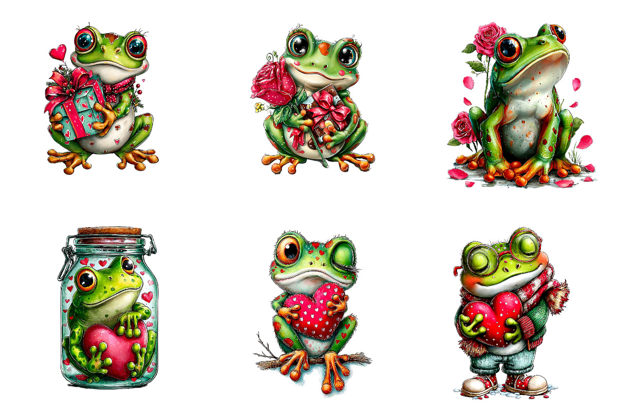 Whimsical valentine frog clip-art, an Illustration by CreationArt (Photo 5 of 5)