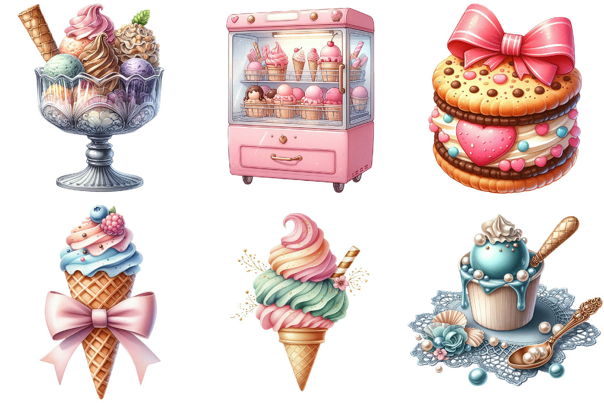 Coquette Ice Cream Shop Clipart, an Illustration by Pixels.Craft (Photo 5 of 9)