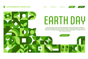 Ecology Earth day landing page, a Food Illustration by Vector Tradition