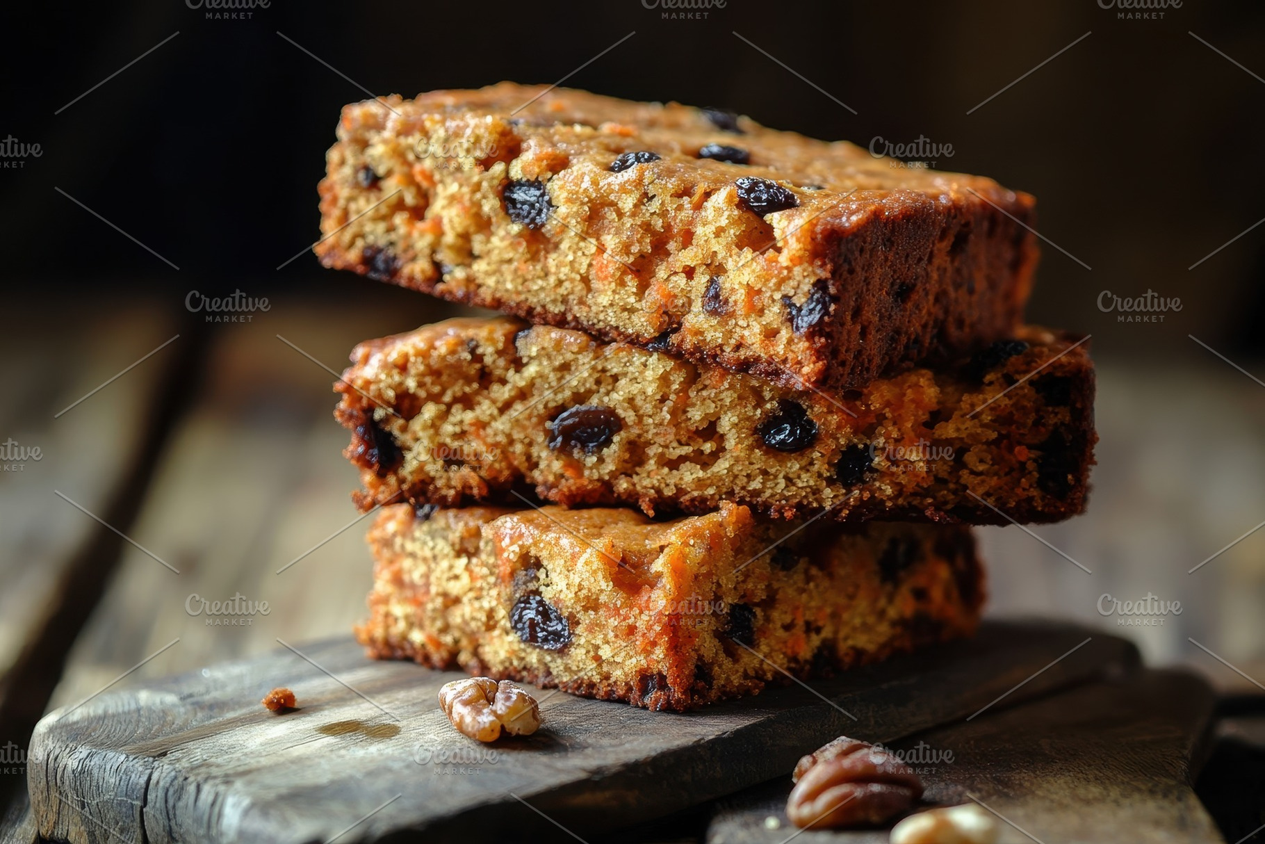 Moist carrot cake squares, a Photo by Pavel_design