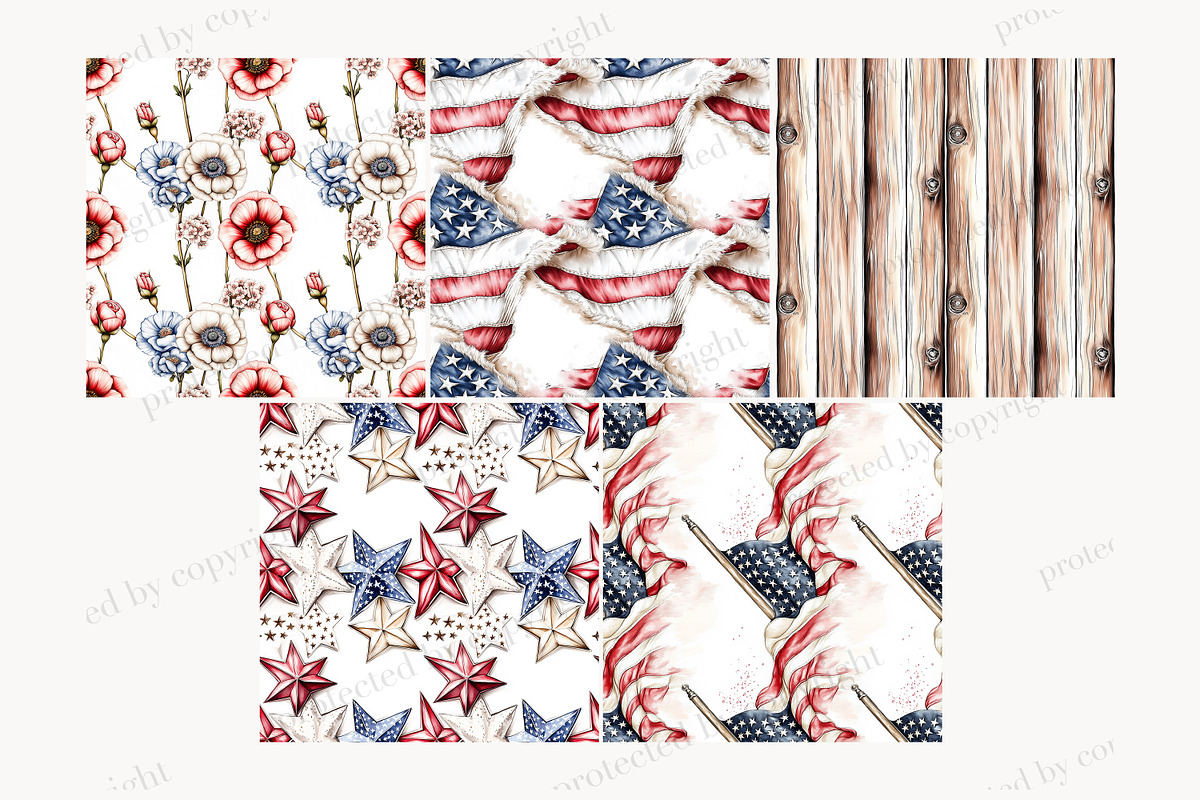 Red White Blue Digital Paper Pack, a Pattern Graphic by GlamArtZhanna (Photo 3 of 4)