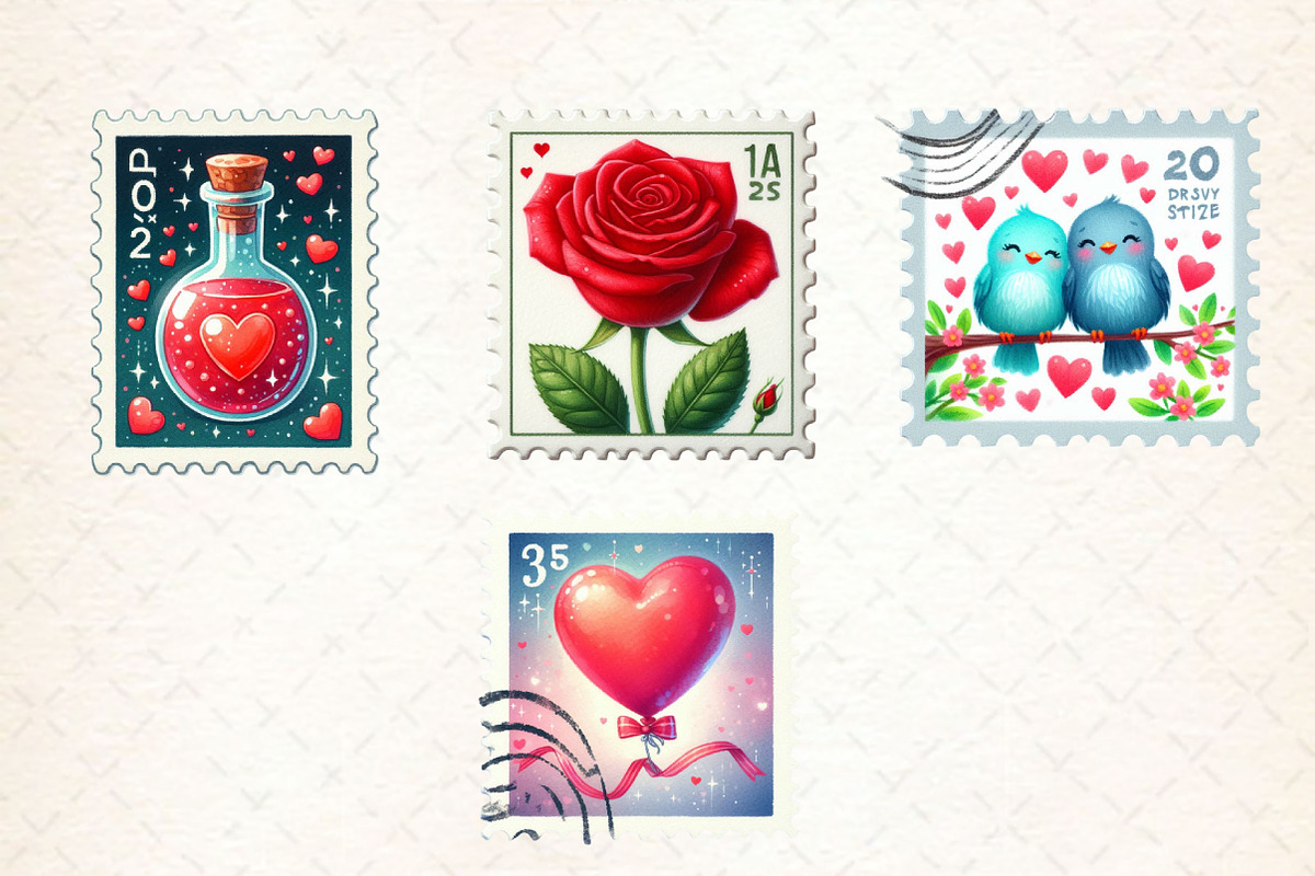 Valentine Stamps Sublimation Clipart, a Work Illustration by Dream Creation (Photo 6 of 6)