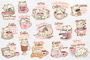 Cats & Coffee Stickers Clipart, a Food Illustration by Watercolor dreams (Thumbnail 2 of 4)
