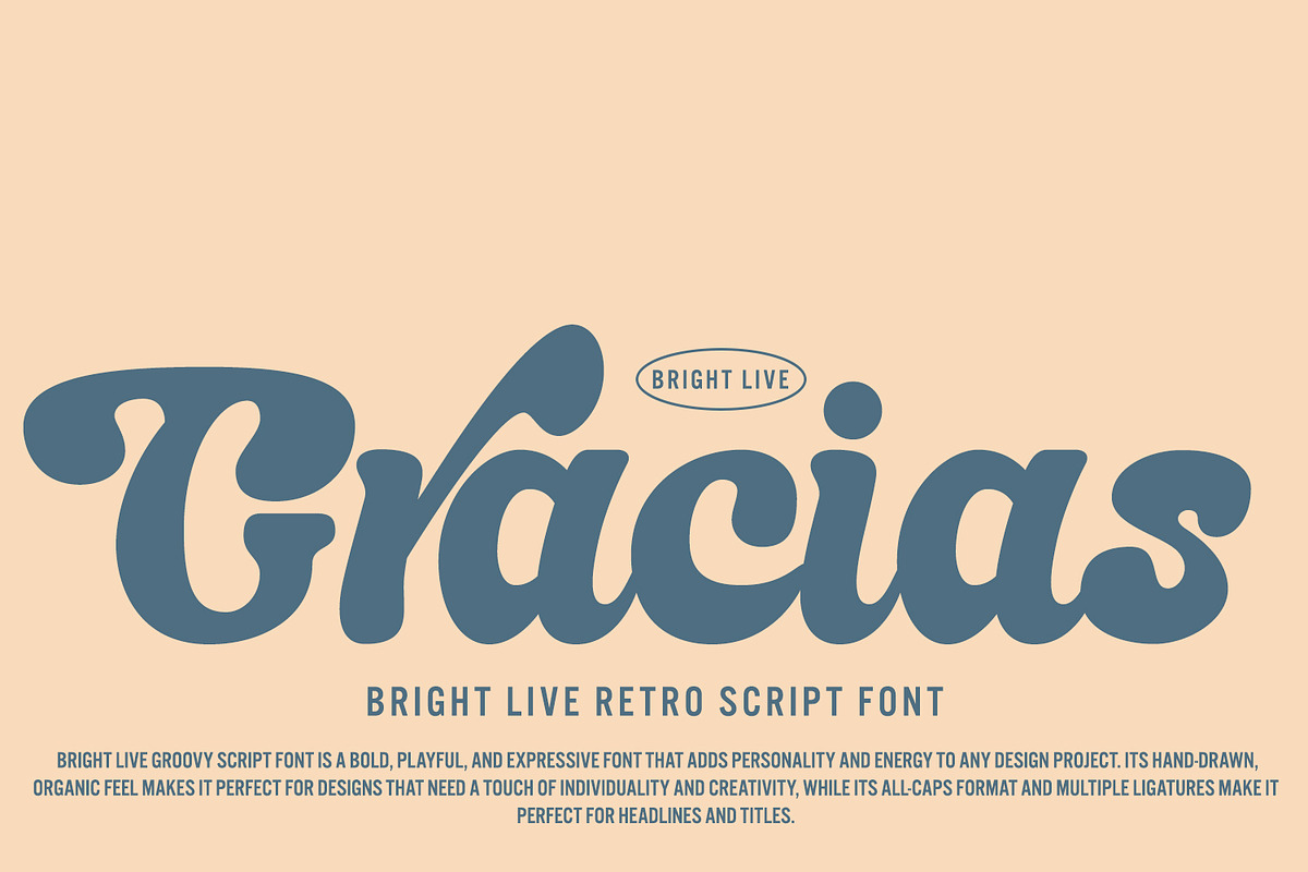 Bright Live - Retro Script Font, a Script Font by HeyFonts (Photo 9 of 9)