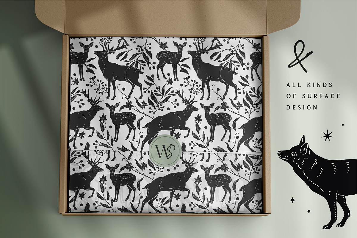 Woodland Shadows Vector Collection, a Decorative Illustration by rouxsupplyco (Photo 13 of 15)