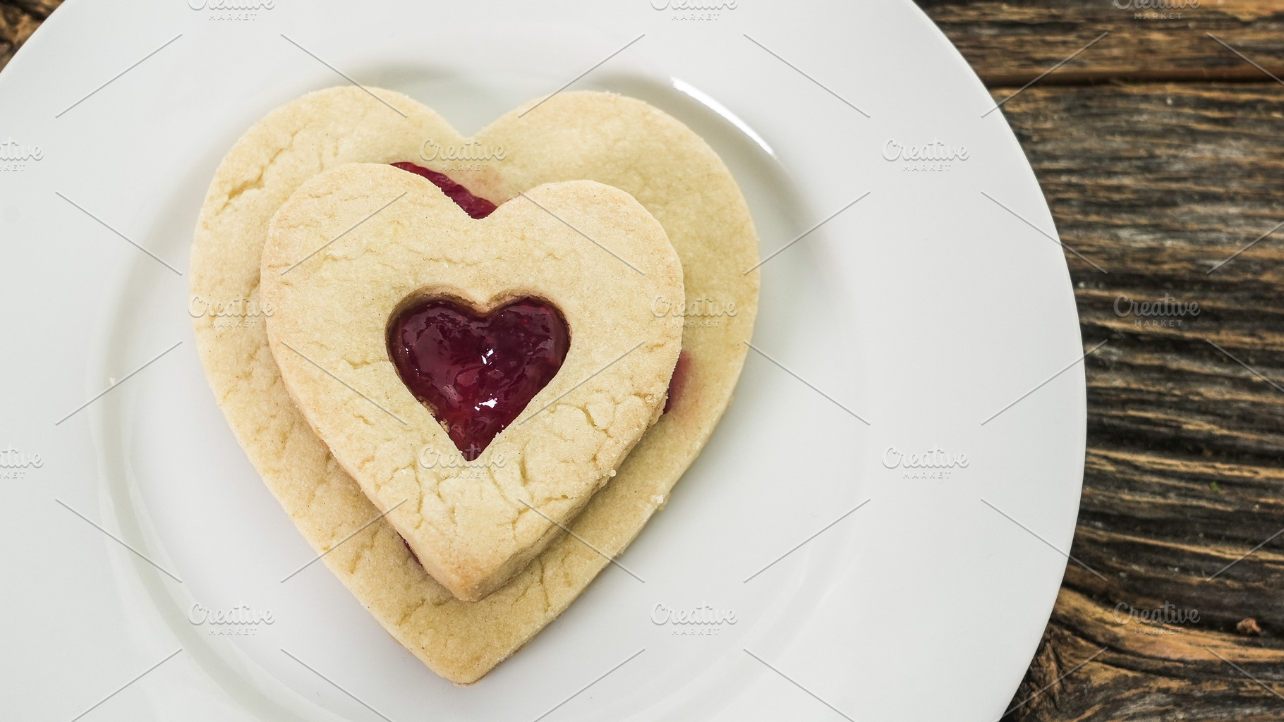 Heart shaped cookies with jam fillin, a Food & Drink Photo by 1miromiro