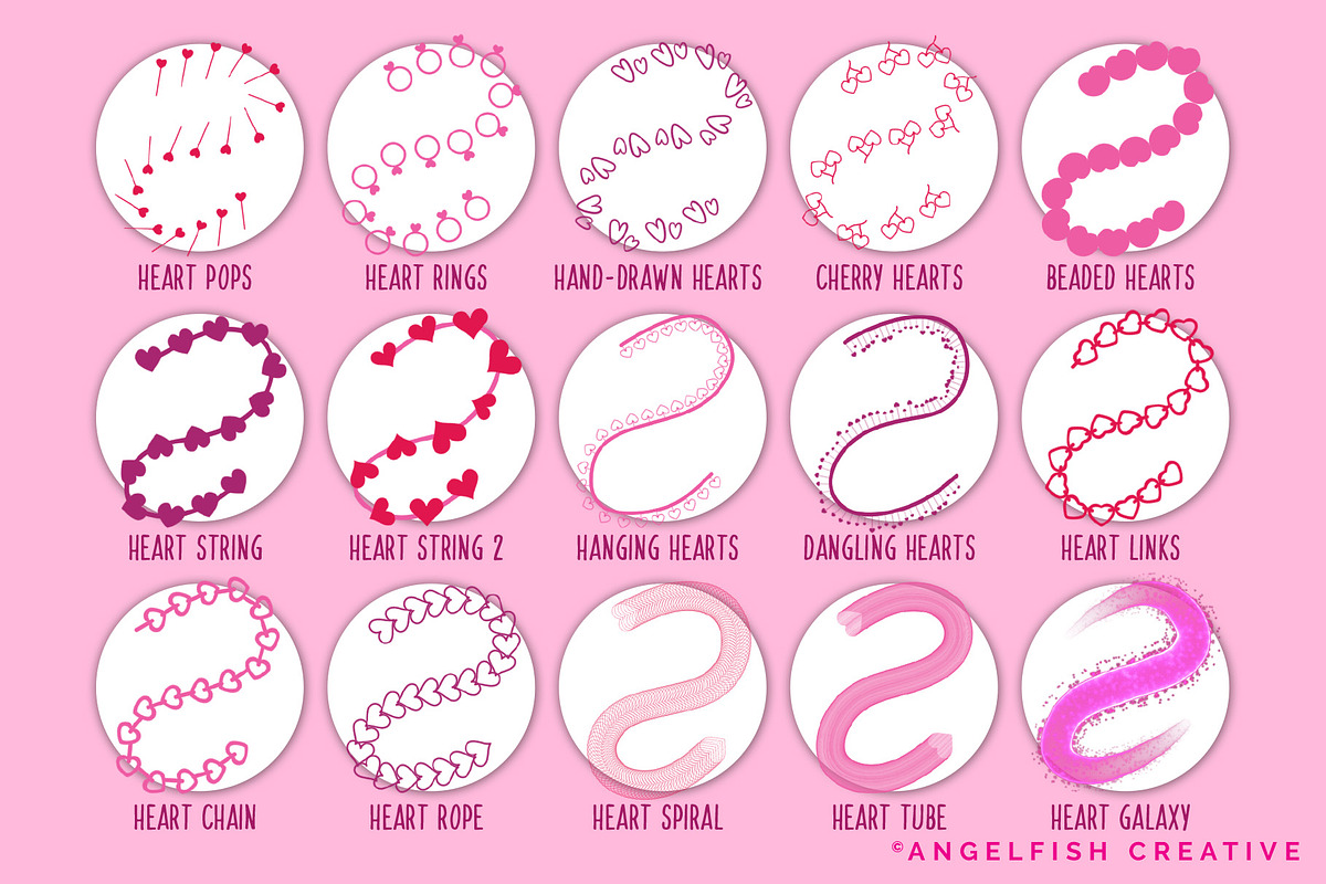 Sweet Hearts Brush Set for Procreate, a Brush Add-On by AngelfishCreative (Photo 3 of 7)