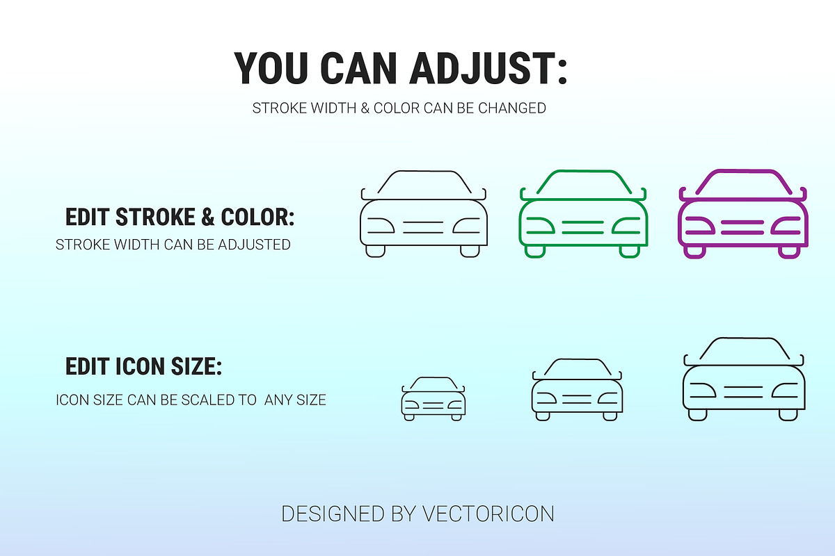 Vehicle minimalist outline icon set, an Outline Icon by Icons (Photo 3 of 3)