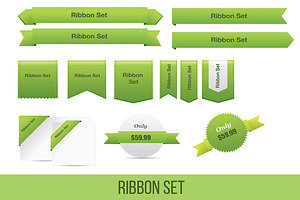 Set of green ribbons