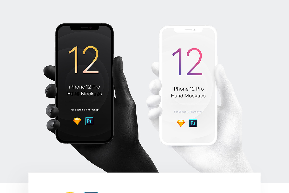 Black & White Mockup Hands iPhone 12, an iPhone Mockup by Pierre Borodin (Photo 7 of 7)