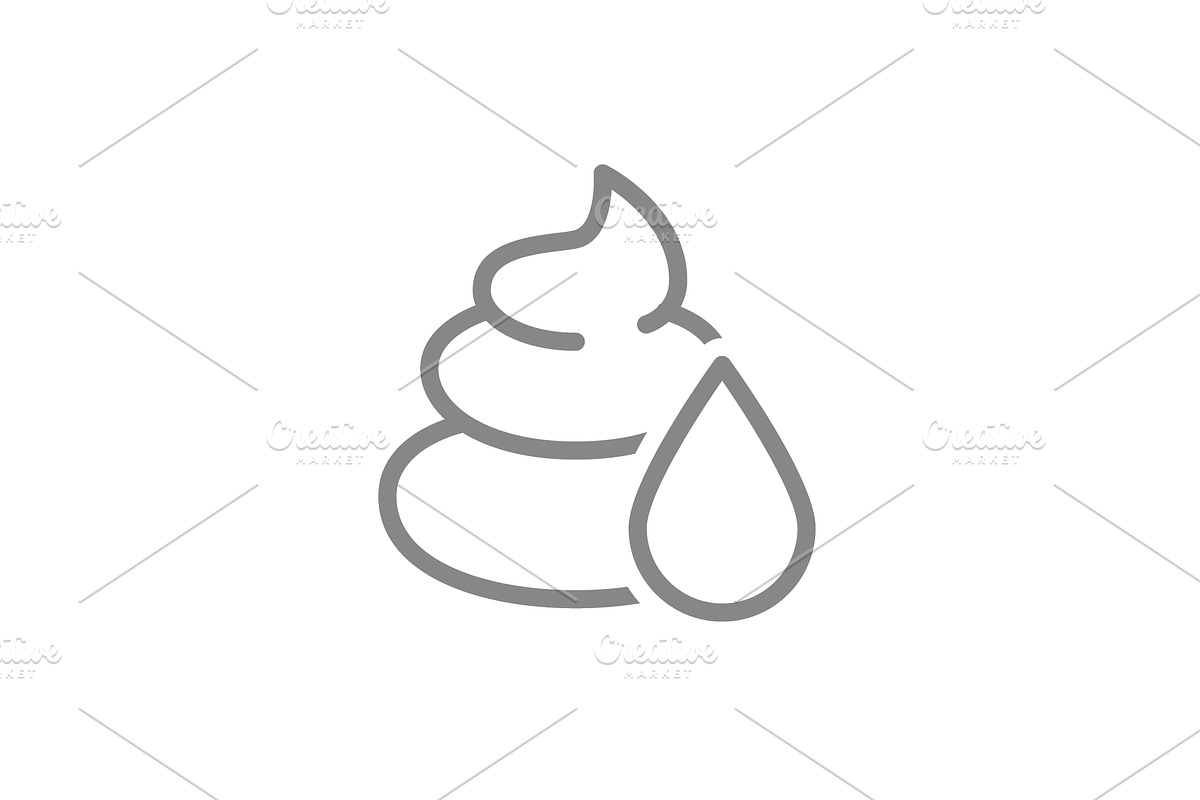 Poop with drop line icon. Liquid, an Object Illustration by GraphiShop