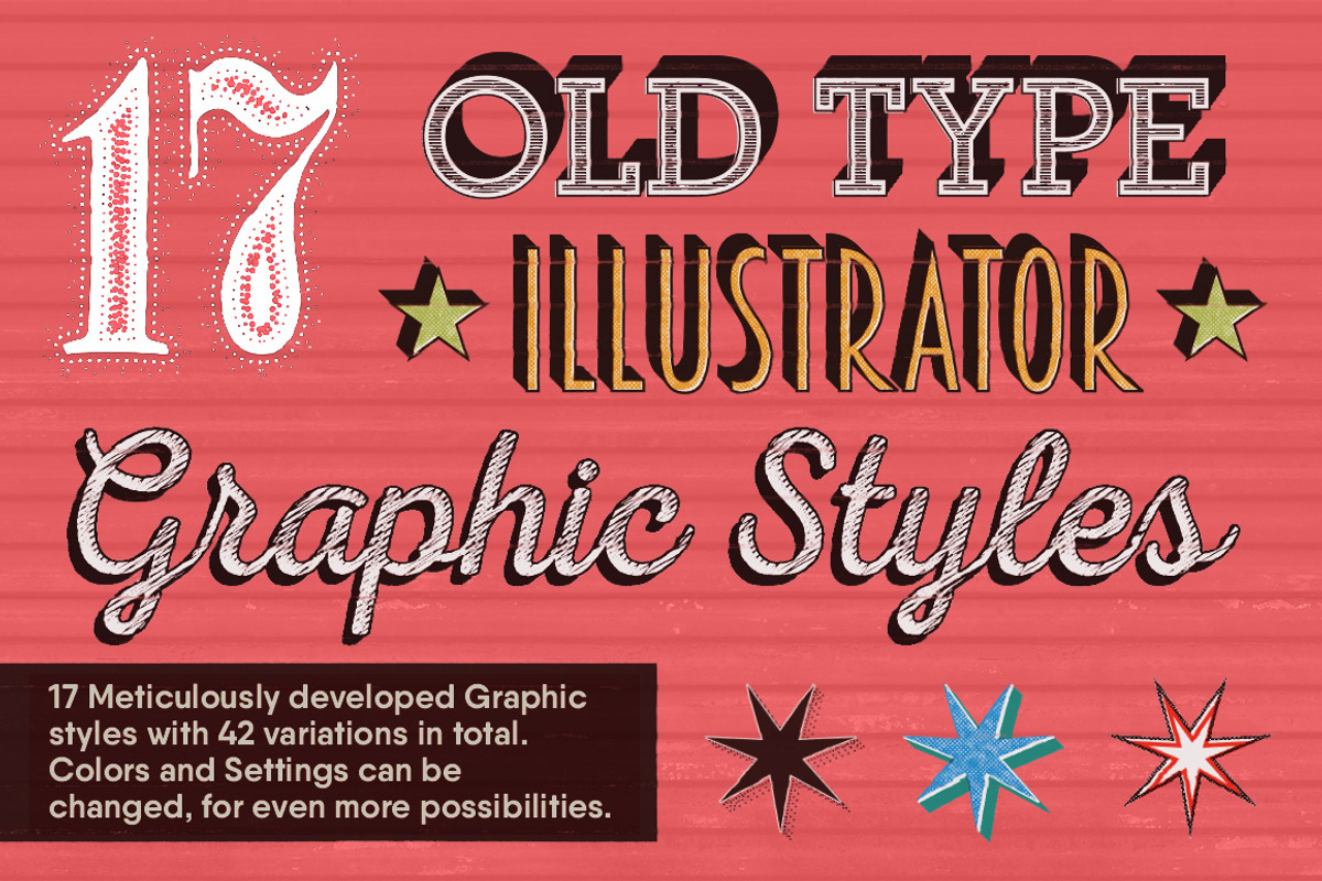 17 Old Type Graphic Styles, a Layer Style Add-On by Type Box (Photo 1 of 9)