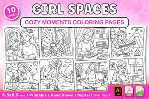 Girl Spaces Cozy Moments, a Decorative Illustration by Ink Gallery