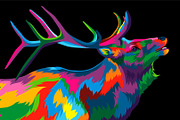 Deer colorful rainbow vector artwork, an Animal Illustration by weervector (Thumbnail 2 of 2)
