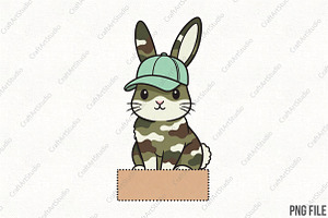 Personalized Kids Camo Easter Bunny, an Illustration by CraftArtStudio