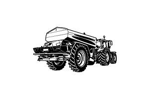 Mineral fertilizer spreader, trailed, an Illustration by Digital-Clipart