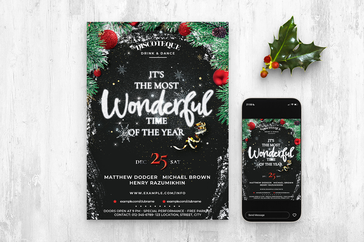 Festive Christmas Flyer Template, a Flyer Template by BrandPacks (Photo 4 of 5)