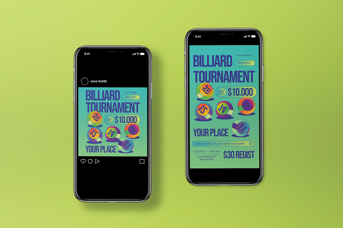 Y2K Billiard Tournament Flyer Set, a Flyer Template by graphicook (Photo 3 of 3)
