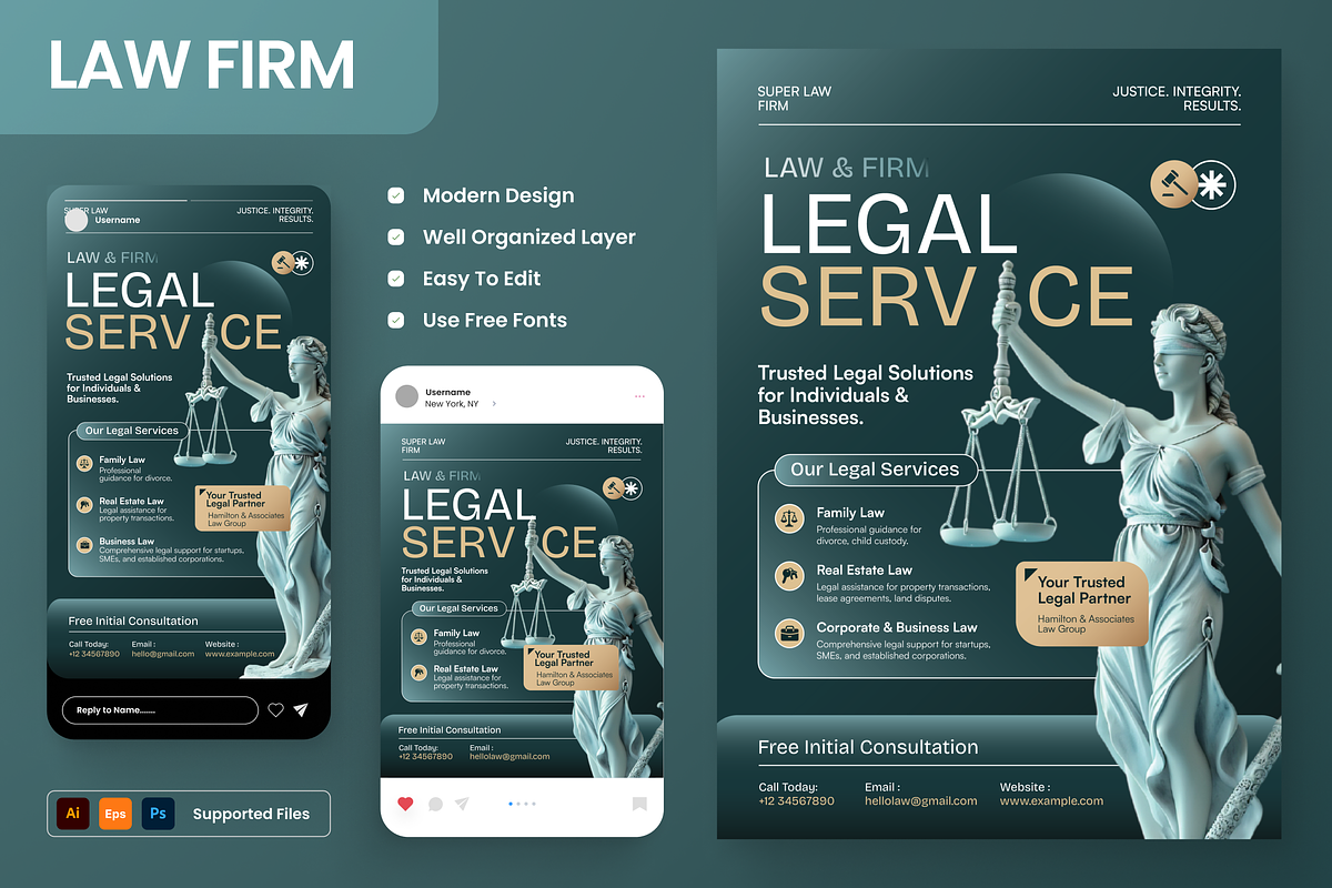 Law Firm and Legal Service Flyer Set, a Flyer Template by Annora Studio (Photo 1 of 6)