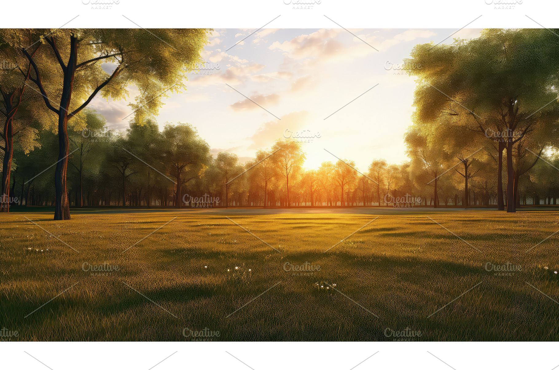 evening park orange golden park ai, a Nature Photo by pikepicture