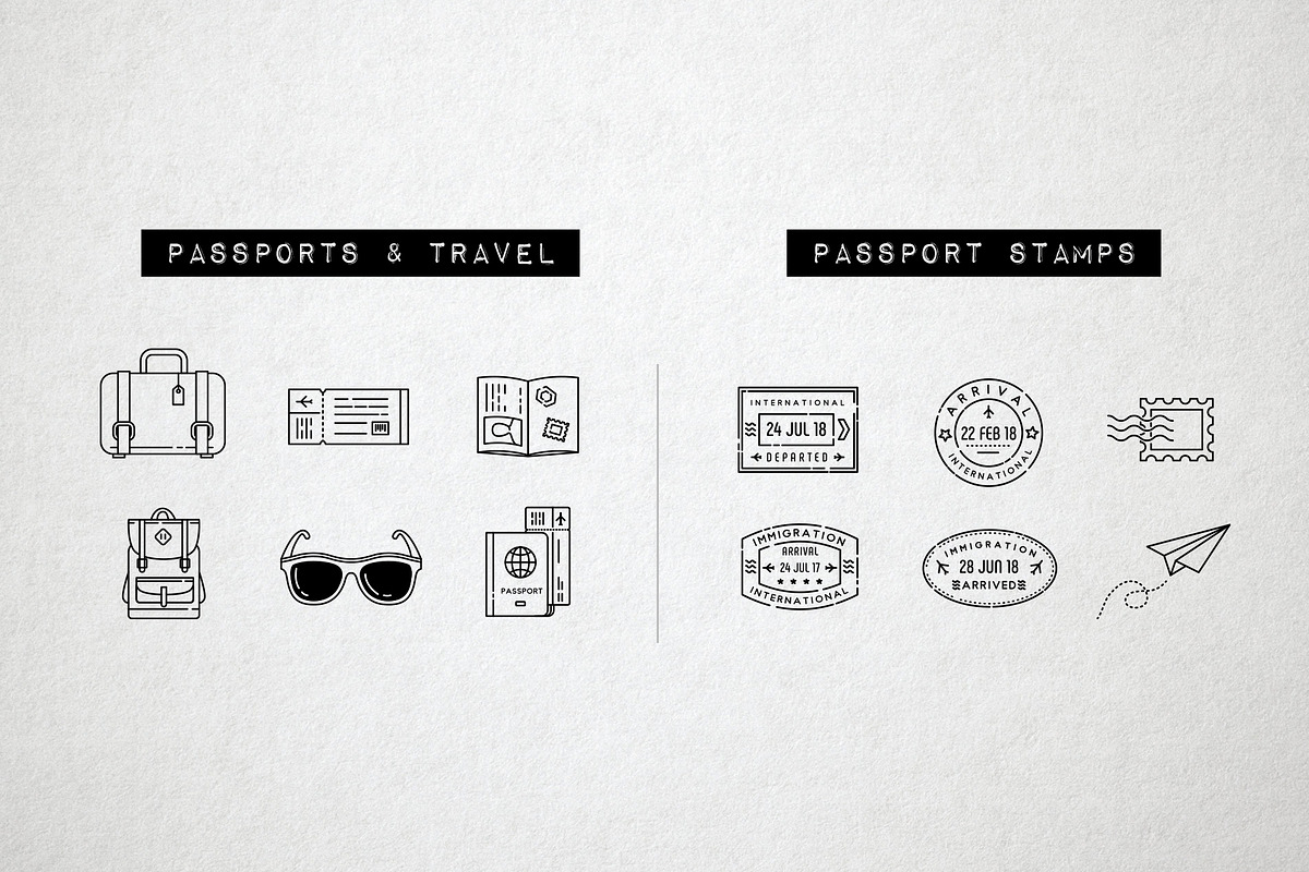44 Travel Line Icons Pack, an Outline Icon by Hatch Design Workshop (Photo 3 of 10)