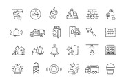 Firefighting safety equipment icons, an Outline Icon by Tettygreen (Thumbnail 2 of 2)