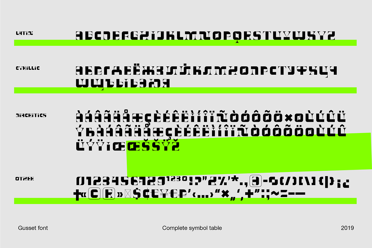 GUSSET Display modular font, a Font by Viktor Pesotsky | Fonts (Photo 7 of 16)
