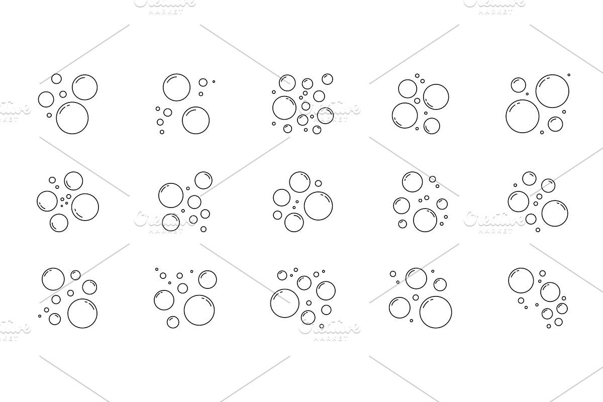 Bubble and oxygen line icon set, an Object Illustration by Vector Creator