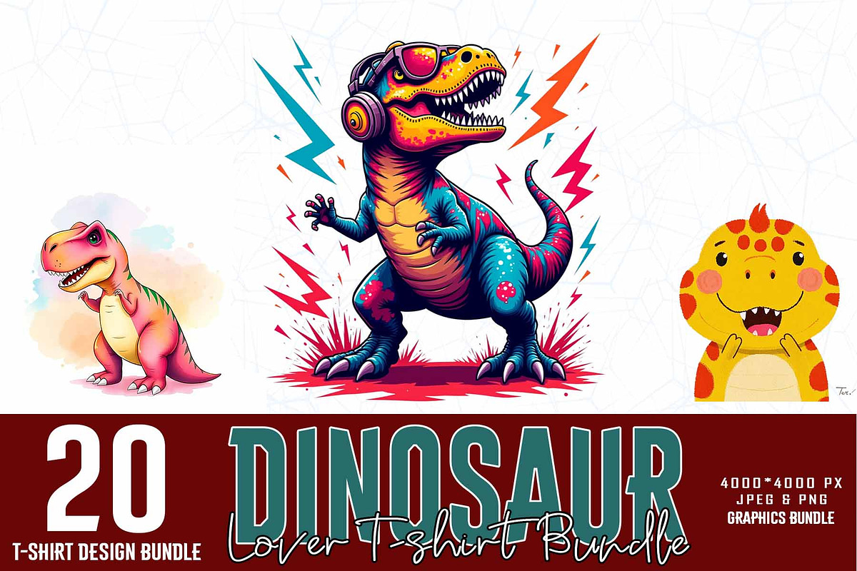 20 Groovy Dinosaur Clipart Bundle, an Illustration by Sofia's Fashion (Photo 1 of 3)