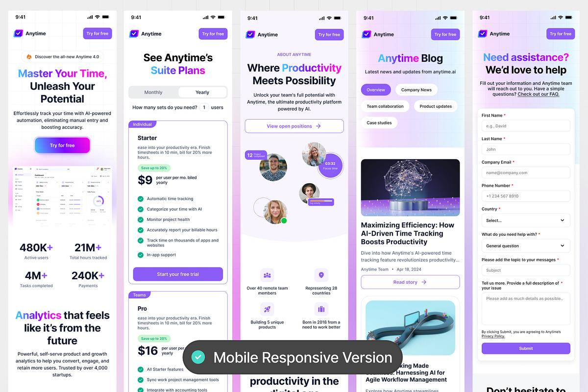 Anytime - SaaS Website UI Kit, a Marketing Template by orenjidesign (Photo 5 of 6)