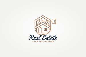 minimal home and key line art logo, a Branding & Logo Template by Blazybone