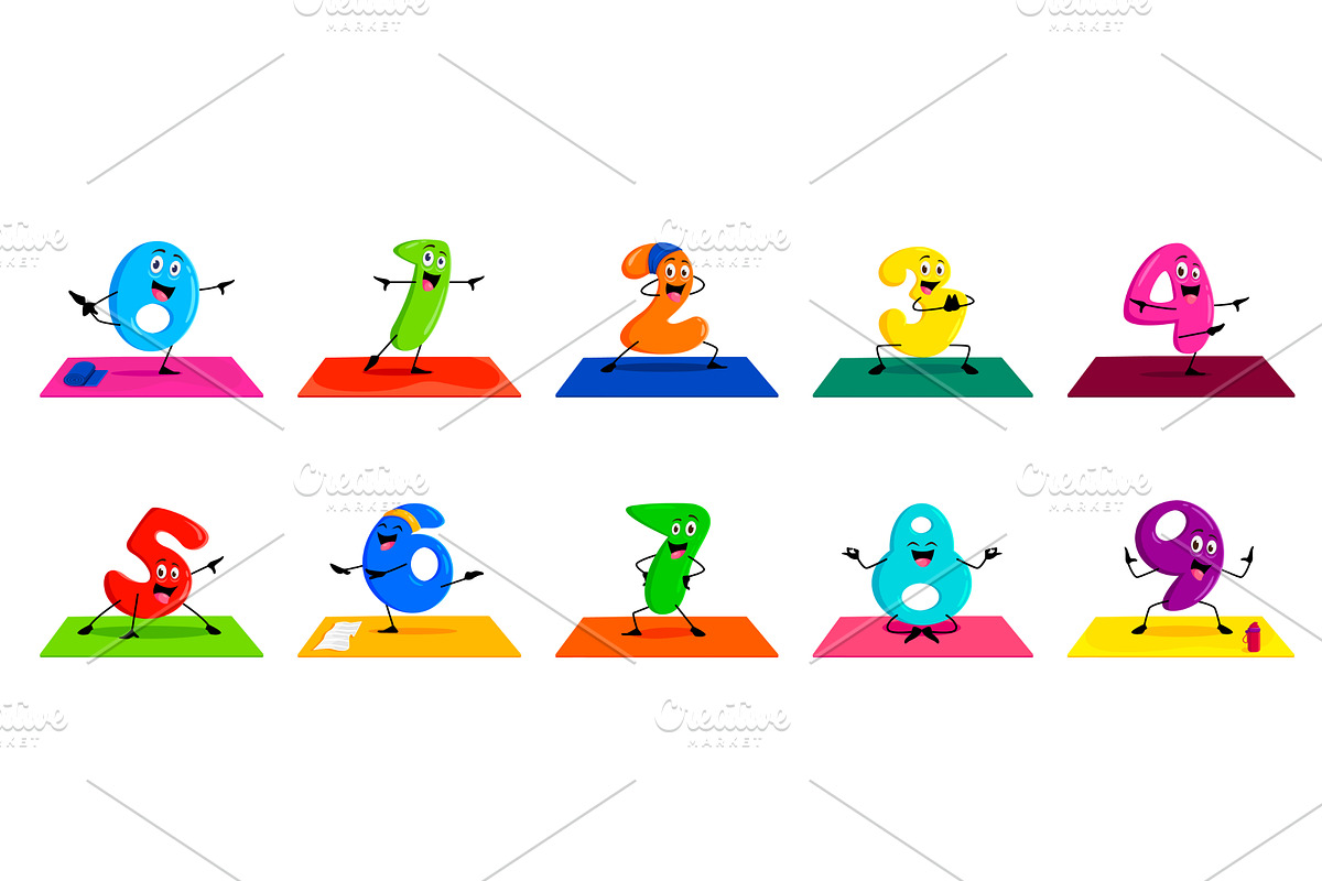Cartoon math number characters, an Education Illustration by Buch&Bee