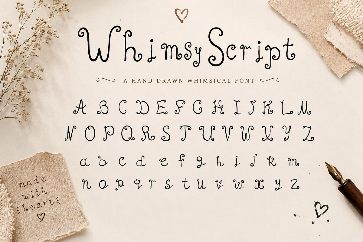 Whimsy Script – Hand Drawn Font, a Handwritten Font by Kate Creative Studio (Photo 2 of 3)