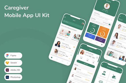 Caregiver Mobile App UI Kit, an UI Kit Template by Betush