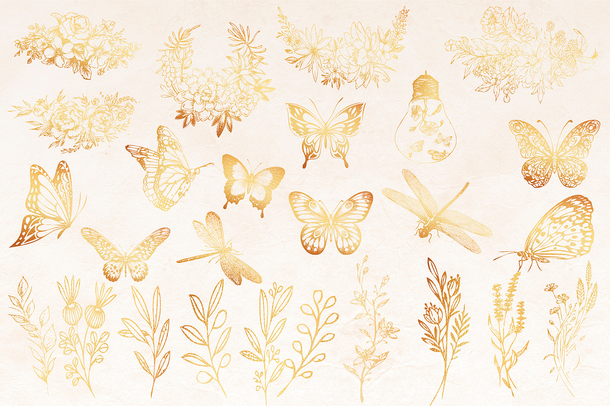 Gold Card templates and floral items, a Card Template by AnastasiyaOleynik (Photo 9 of 9)