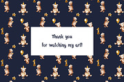 Teddy Bear's birthday watercolor art, an Animal Illustration by Navenzeles (Thumbnail 11 of 11)