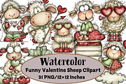 Funny Valentine Sheep Clipart, an Illustration by Design Market (Thumbnail 1 of 3)