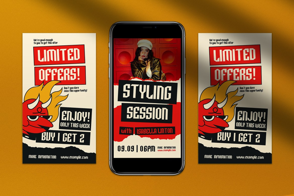 Red Grunge Fashion Instagram Pack, a Social Media Template by graphicook (Photo 5 of 5)