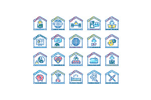 Home Training Course set Icons hand, an Object Illustration by pikepicture
