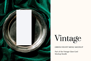 Vintage Green Velvet Menu Mockup, a Product Mockup by Serenefeeling (Thumbnail 1 of 6)