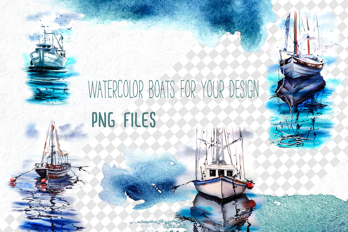 Watercolor sea ocean boat clipart, an Object Graphic by Lidia's watercolor world (Photo 3 of 5)
