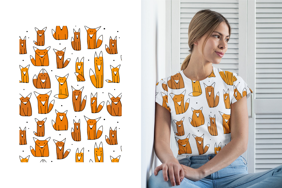 Funny foxes, seamless pattern, an Animal Illustration by Kudryashka (Photo 2 of 3)