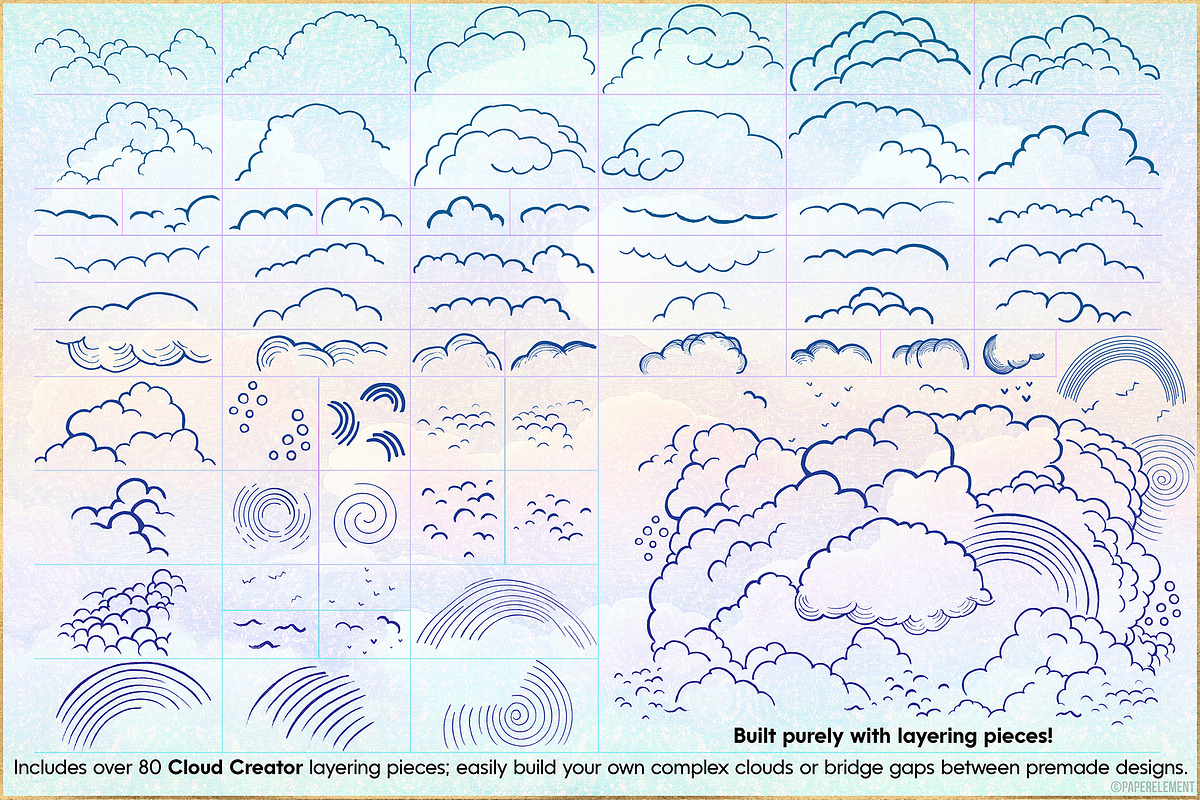 Cloud Creator Doodle Stamp Brushes, a Brush Add-On by Paper Element (Photo 3 of 10)