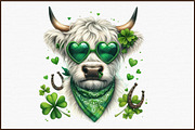 St Patrick's Day Highland Cow Clipar, an Illustration by Sublimation Artist (Thumbnail 3 of 4)