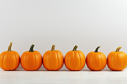 Orange pumpkins on white wooden background, a Food & Drink Photo by AlyaAnd
