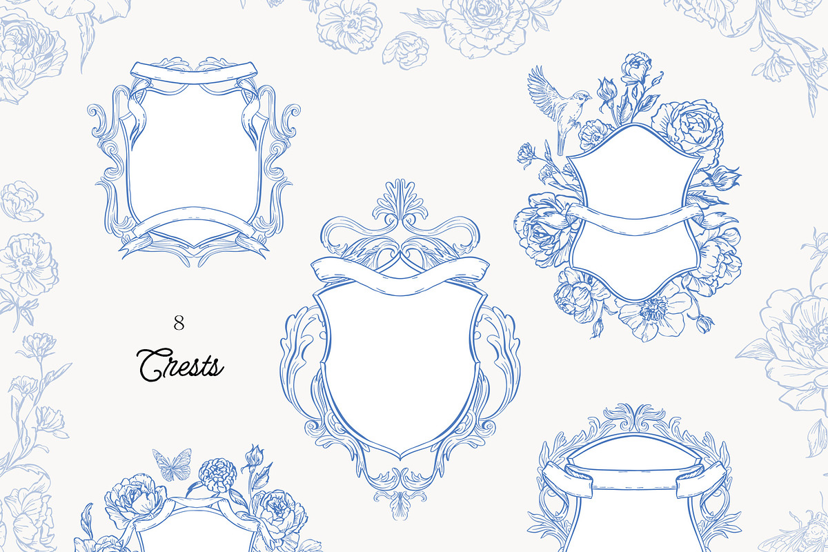 Azure Baroque LineArt, a Decorative Illustration by SunnyAfternoons (Photo 5 of 15)
