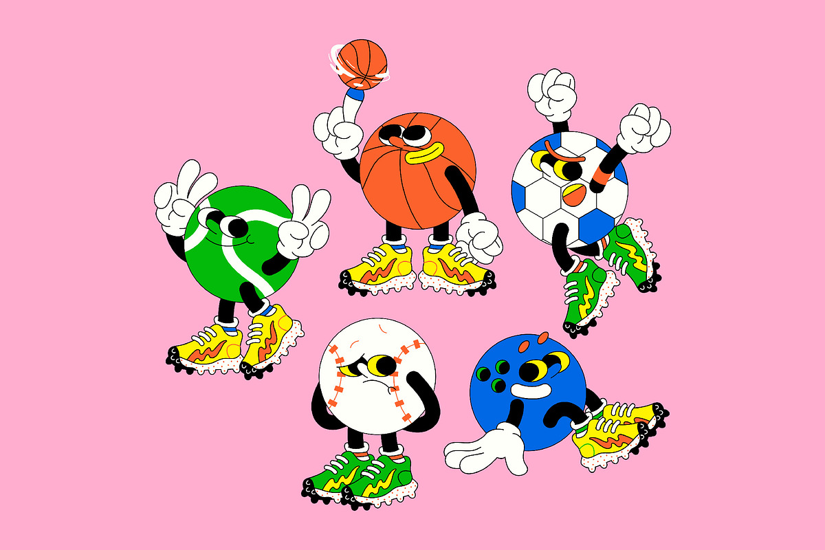 Pink Sport Balls Illustration, a Sport Illustration by graphicook