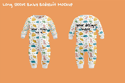 Long Sleeve Baby Bodysuit Mockup