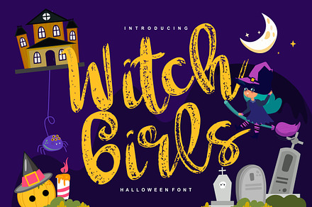 Witch girls | Script Halloween Font, a Script Font by Vunira